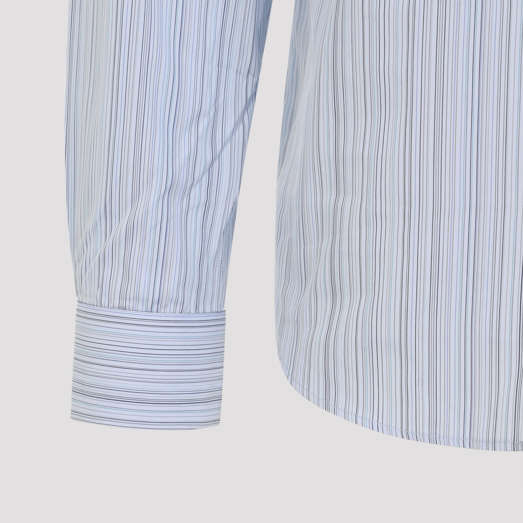 Light Blue Striped Casual Shirt With Traditional Collar