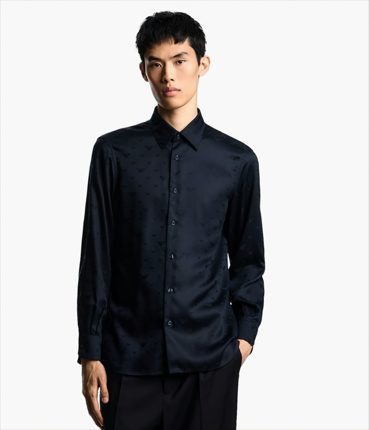 Lyocell Jacquard Shirt With All-Over Eagle Design