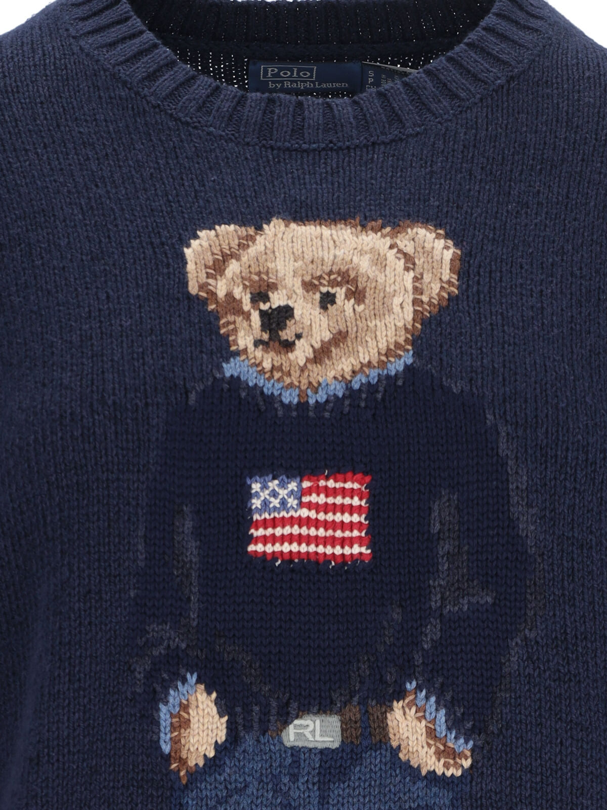 Navy Polo Bear Embroidered Knit Sweater