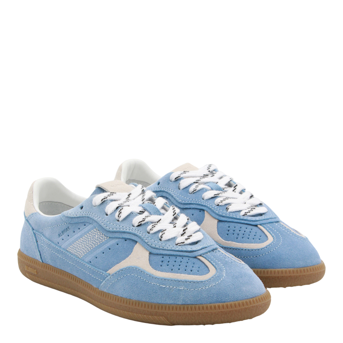 Pastel Blue Suede Sneakers with Cream Accents