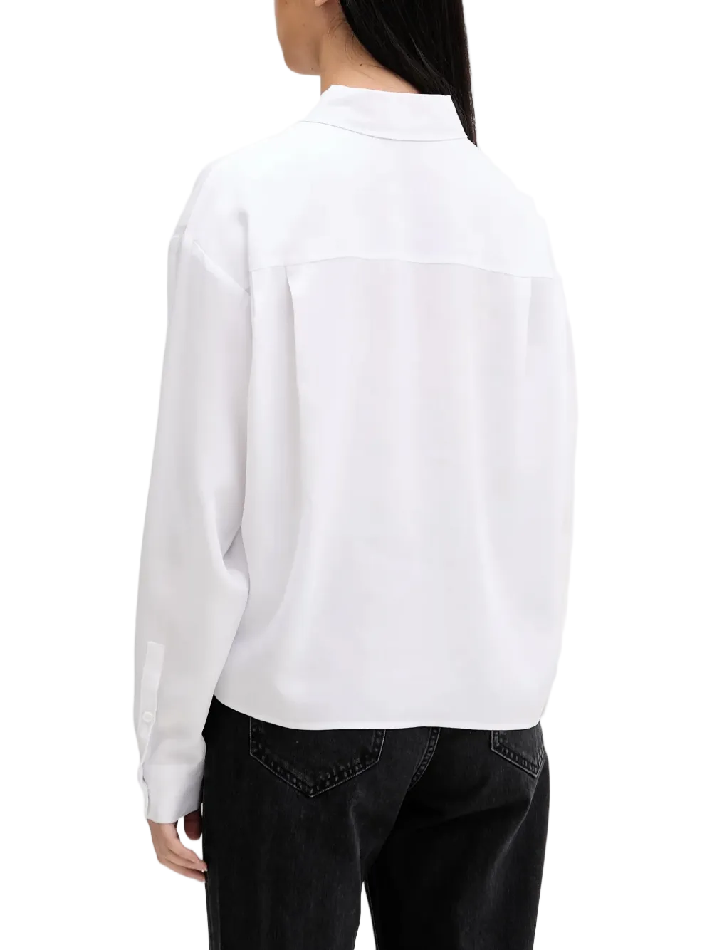 Asymmetrical Wrap Blouse with Classic Collar