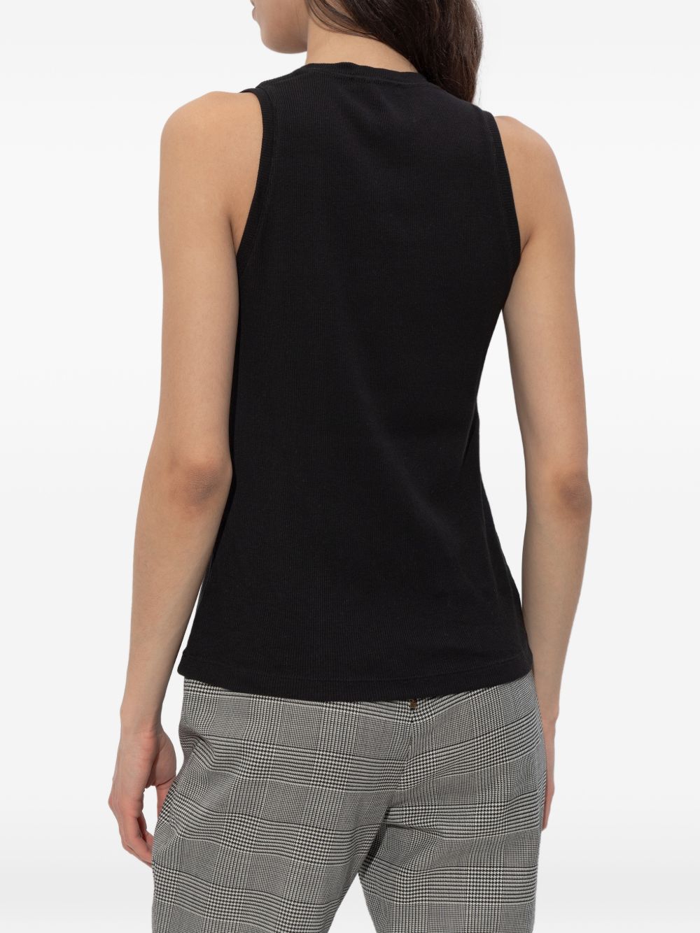 Sleeveless Black Top with Round Neckline
