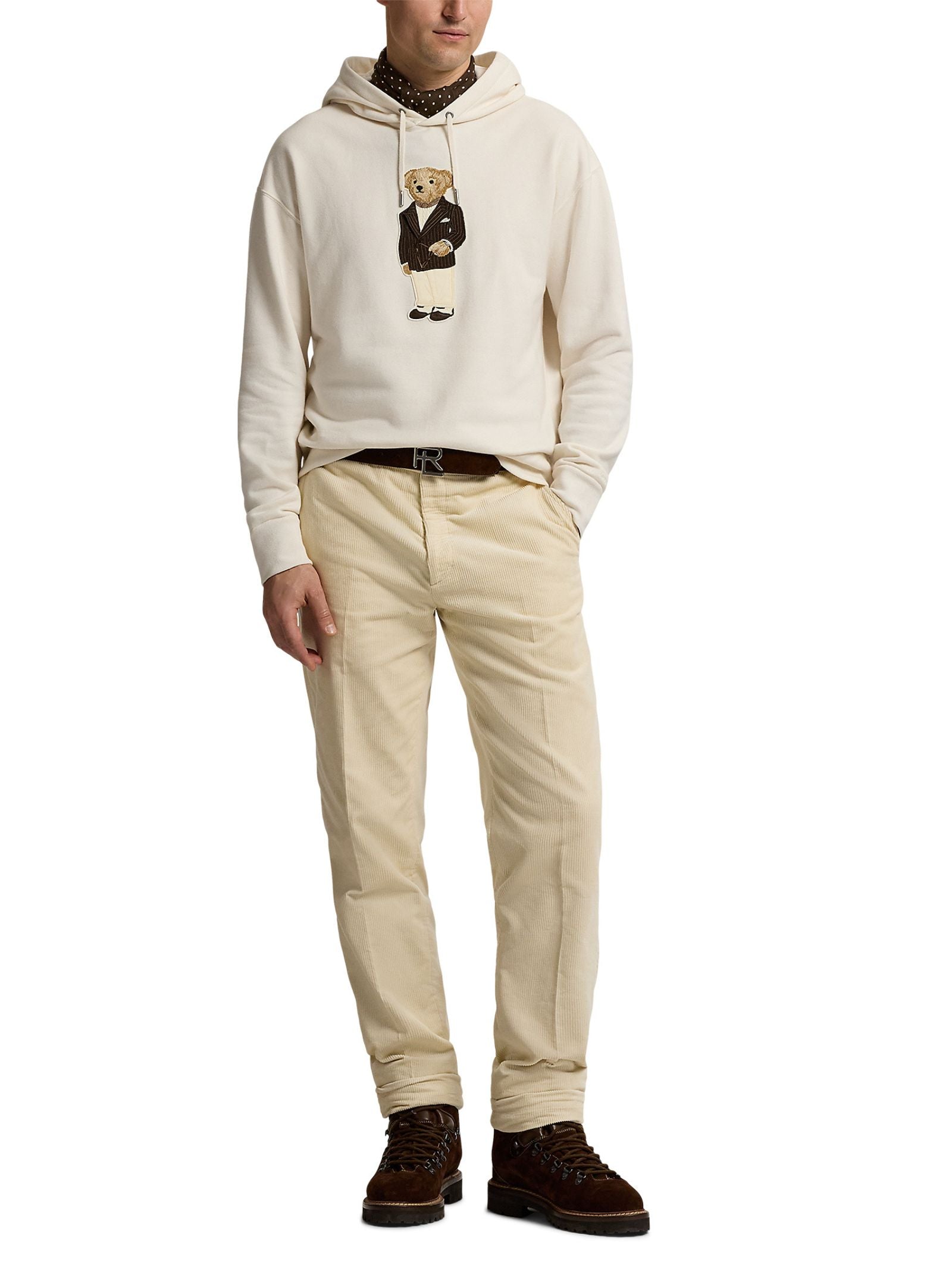 Cotton-Cashmere Blend Hoodie With Iconic Bear Embroidery