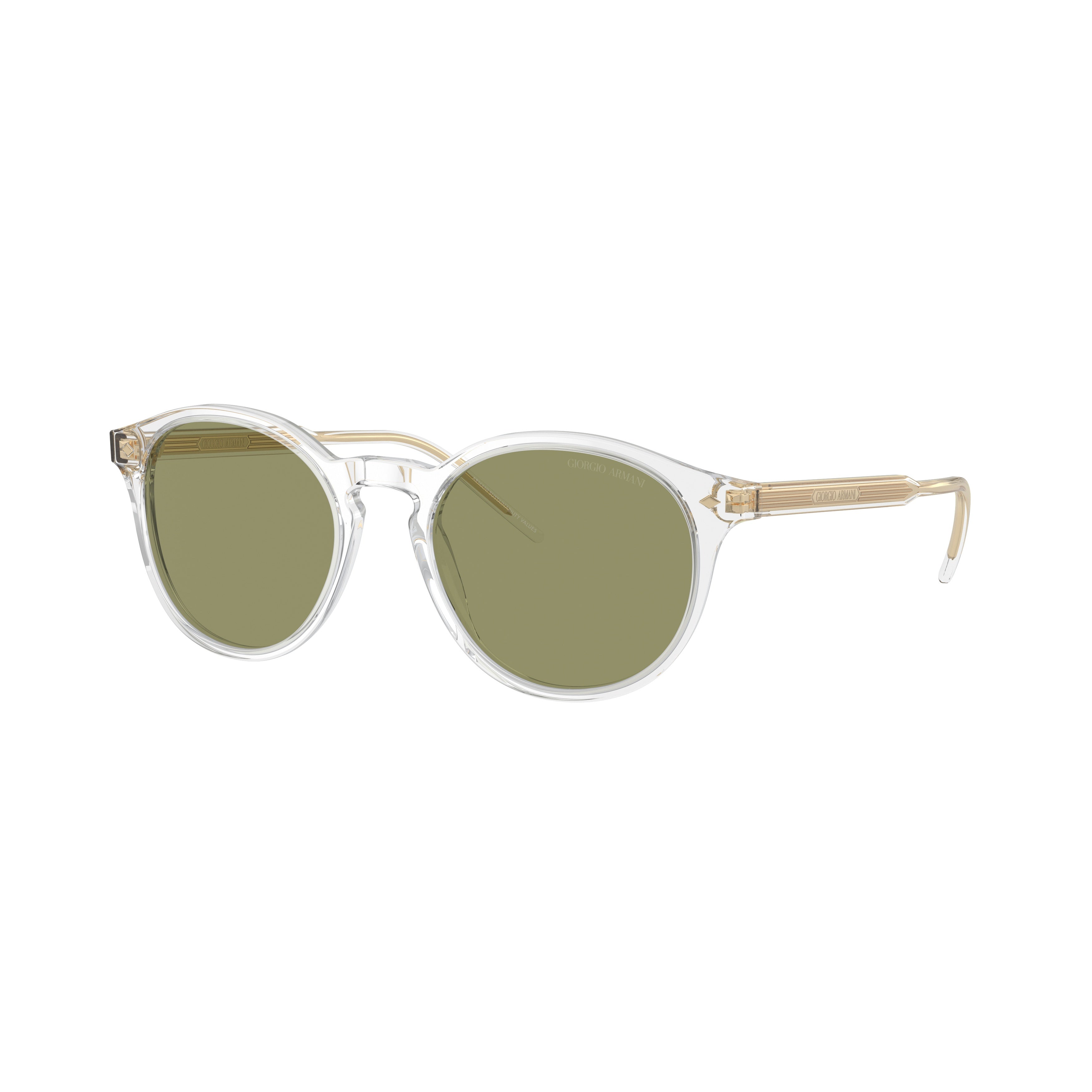 0ar8211 Round Clear Acetate Sunglasses with Golden Accents