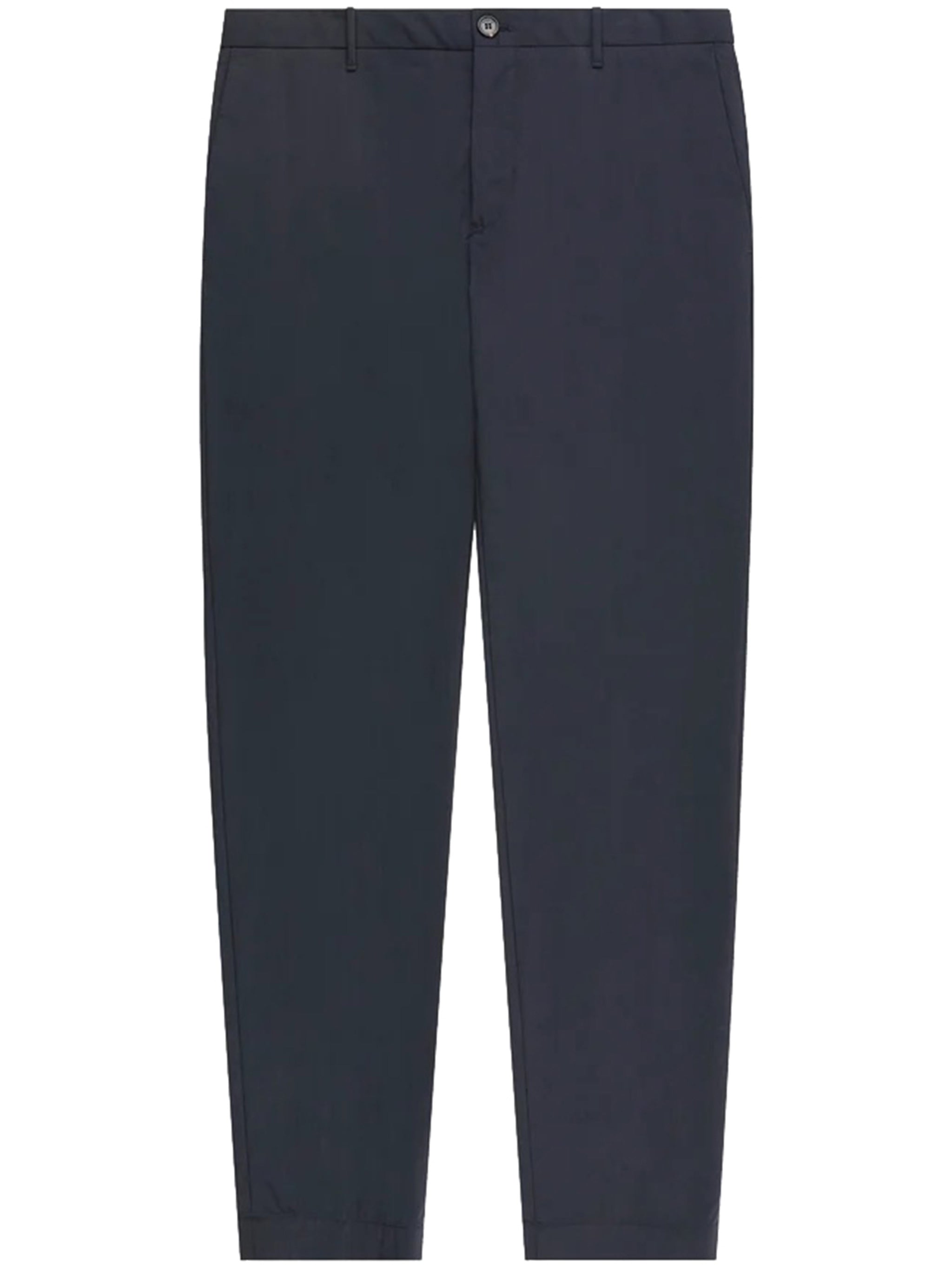 Blue Straight-Leg Tailored Cotton Trousers