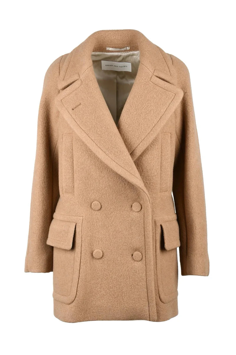 Double-breasted Wool Coat - Beige