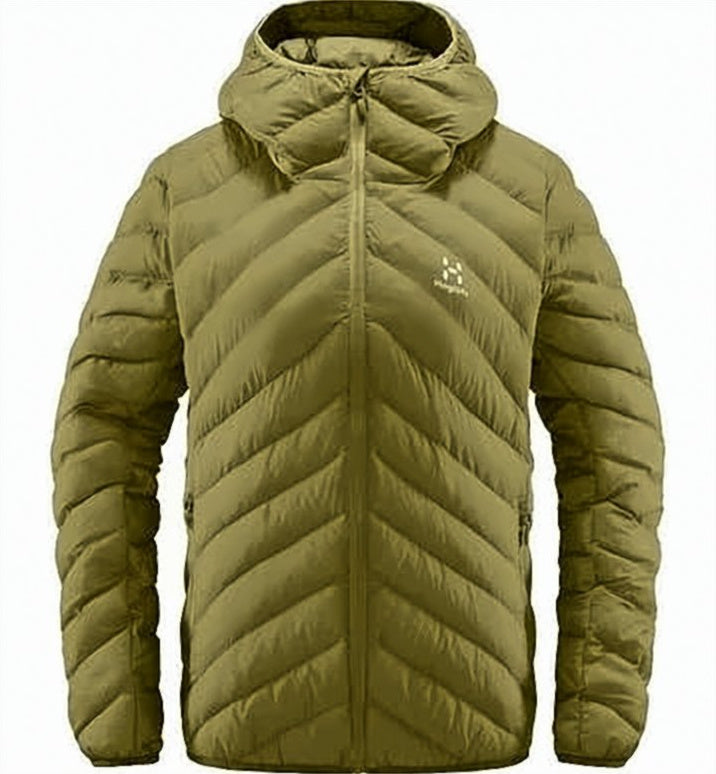Chevron-Patterned Padded Jacket With Hood
