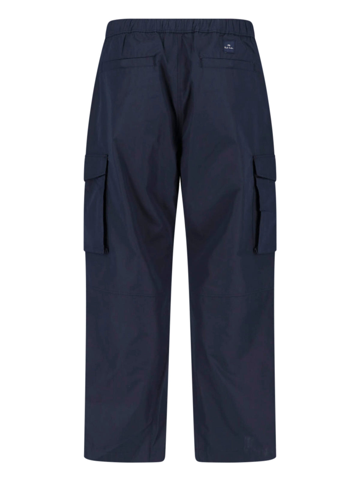 Blue Mid-Rise Cotton Blend Cargo Pants