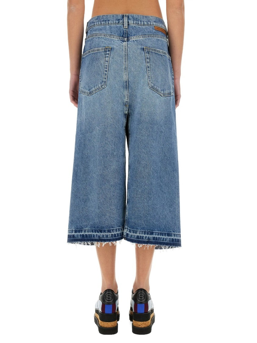 Denim Skirt With Contrasting Panel
