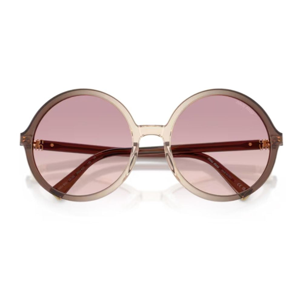 0Mu B02S Miu Regard Oversized Round Gradient Brown Acetate Sunglasses