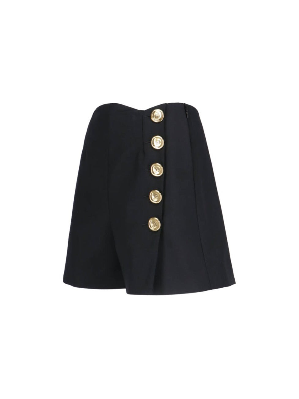 Asymmetrical High-Waisted Black Wool And Mohair Shorts