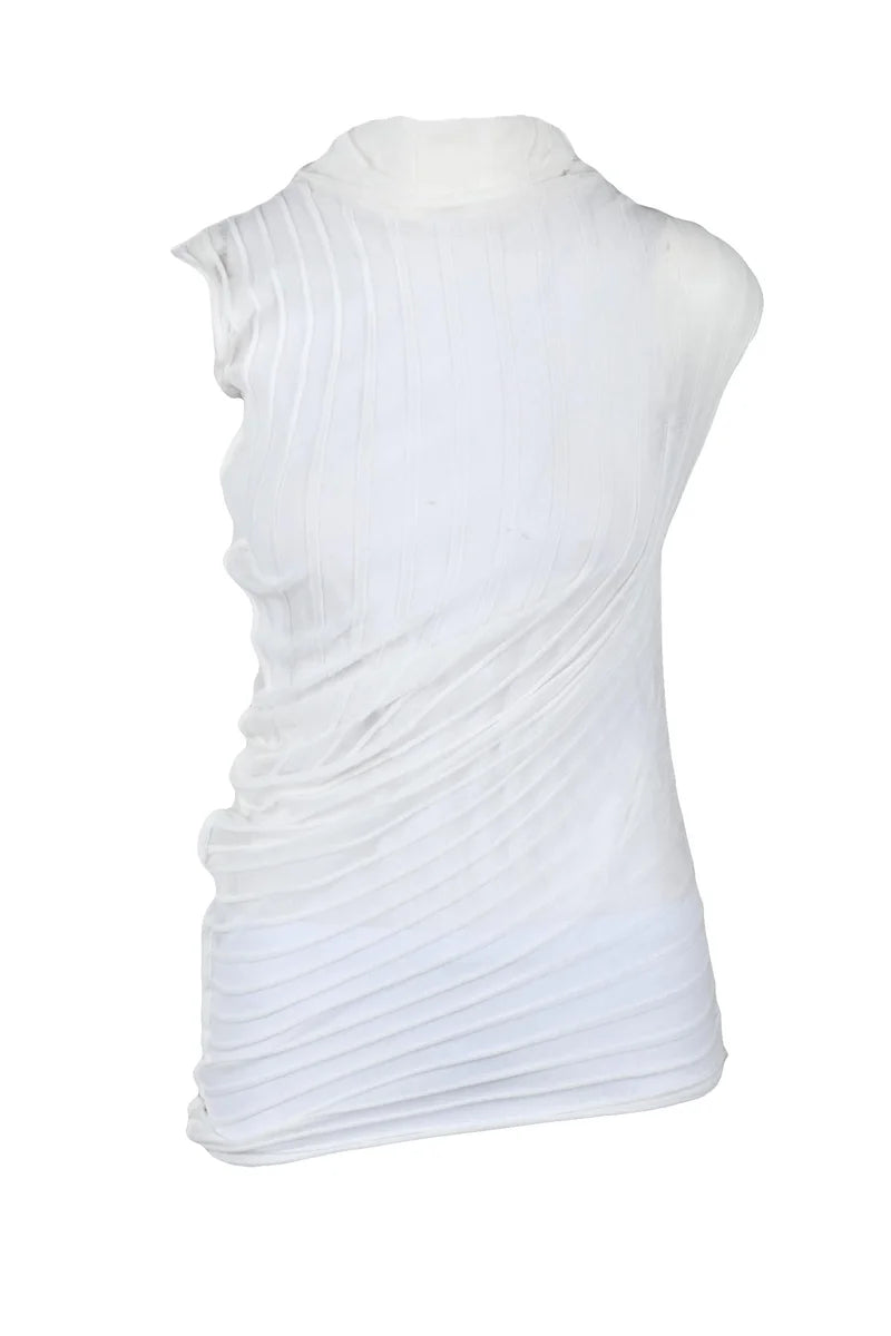 Asymmetric Brushed Top - White
