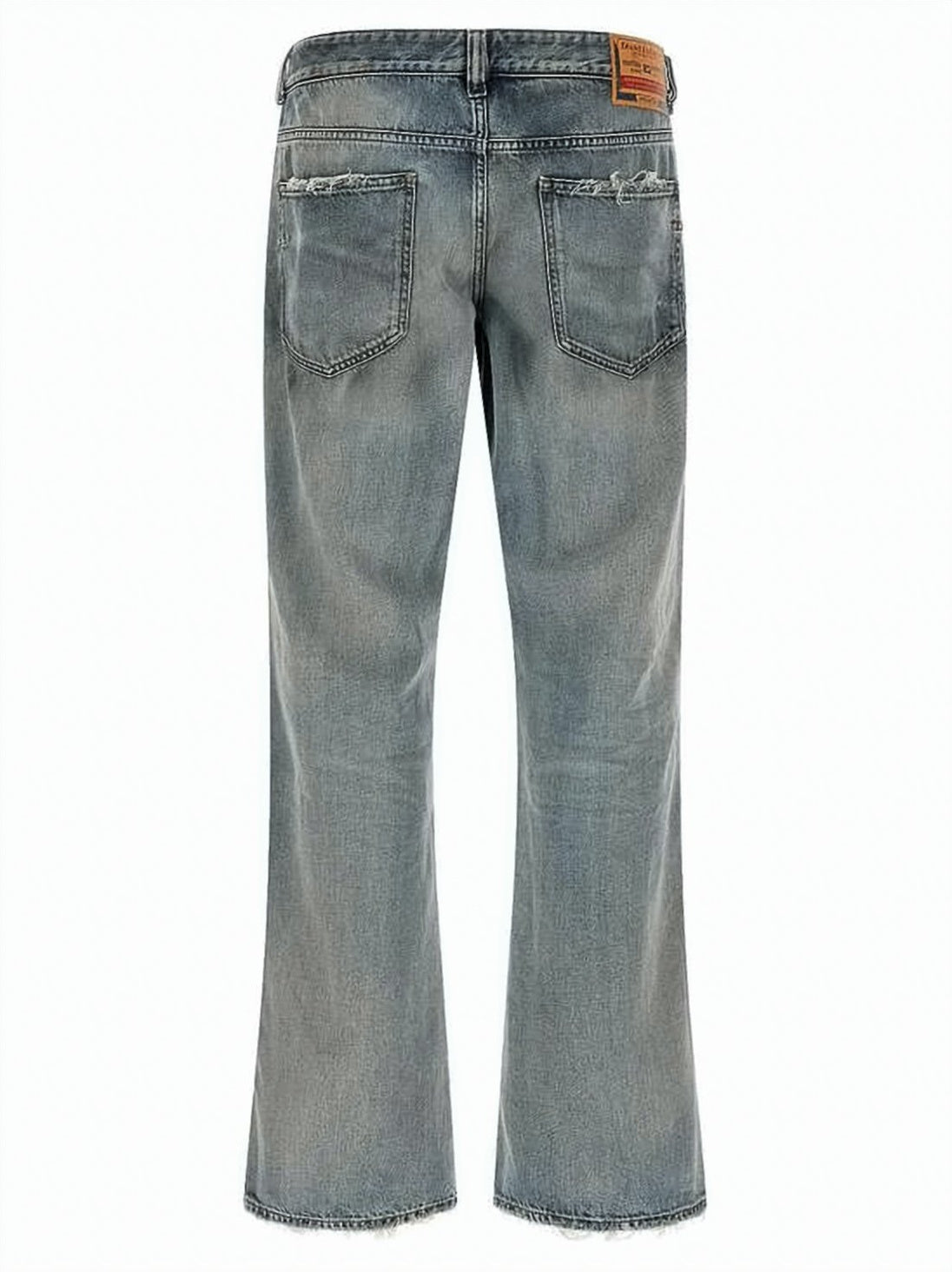 Faded Blue Distressed Cotton Denim Pants