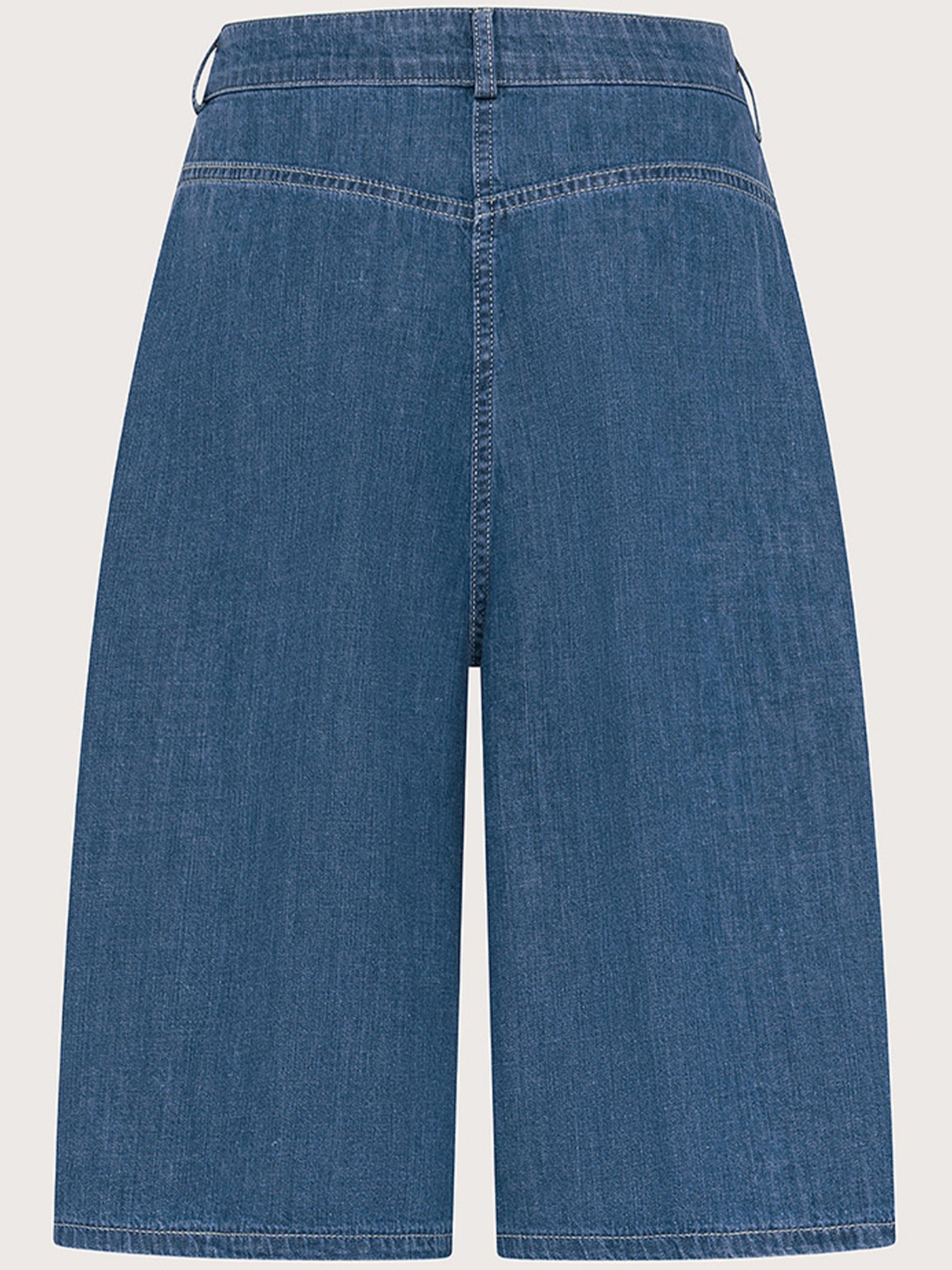 Medium Blue High-Waisted Faded Denim Shorts