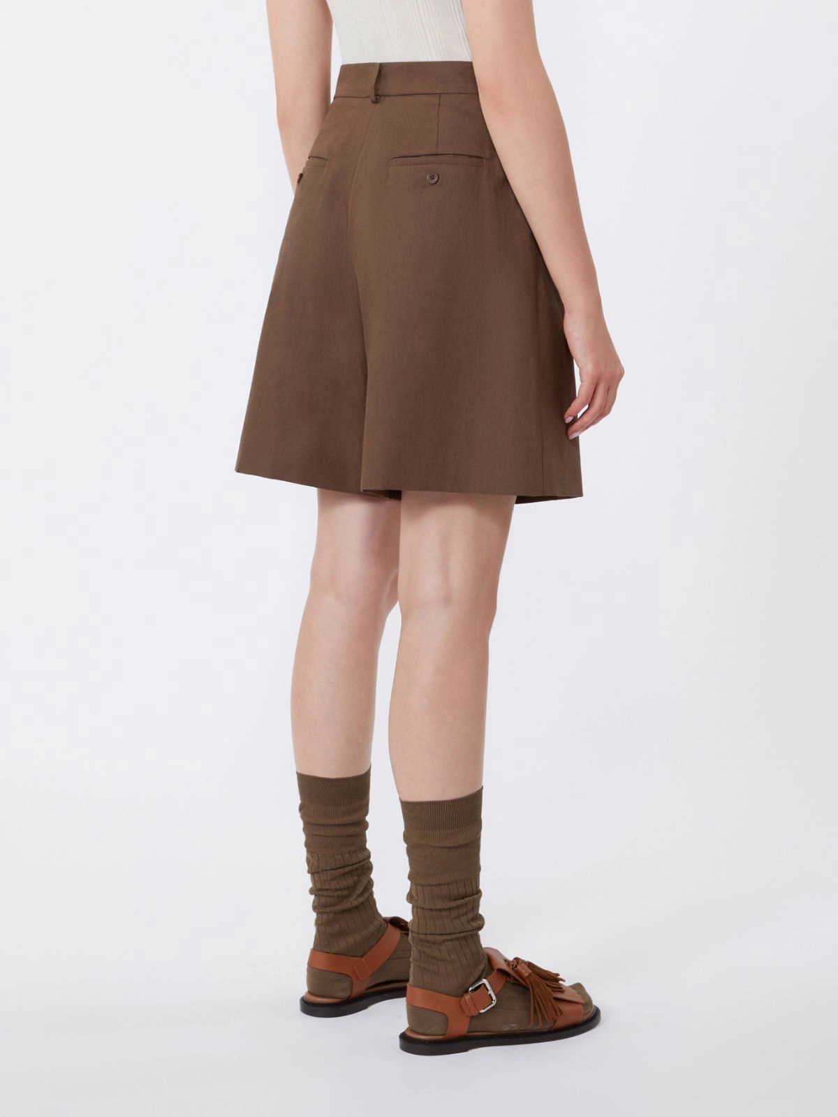 High-Waisted Tailored Shorts with Flared Leg