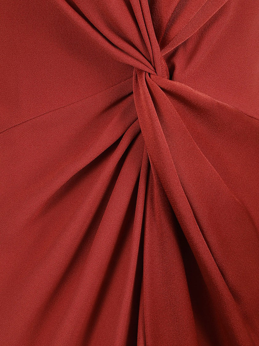 Red Dress With Deep V-Neckline
