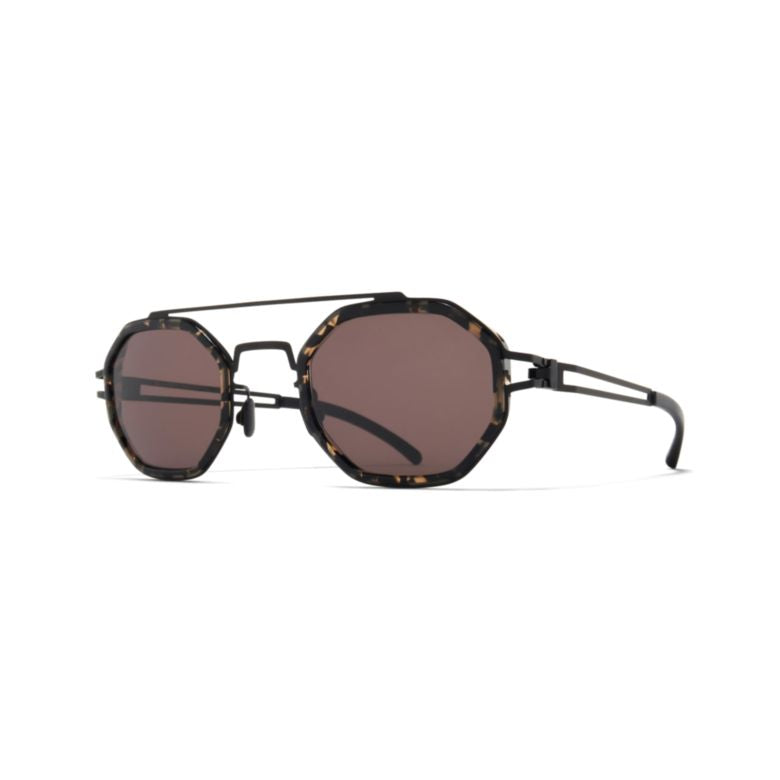 Octagonal Tortoiseshell Sunglasses With Openwork Temples