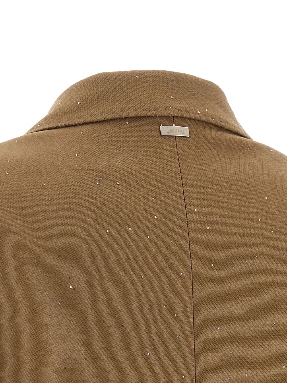 Beige Double-Breasted Jacket With Peak Lapel