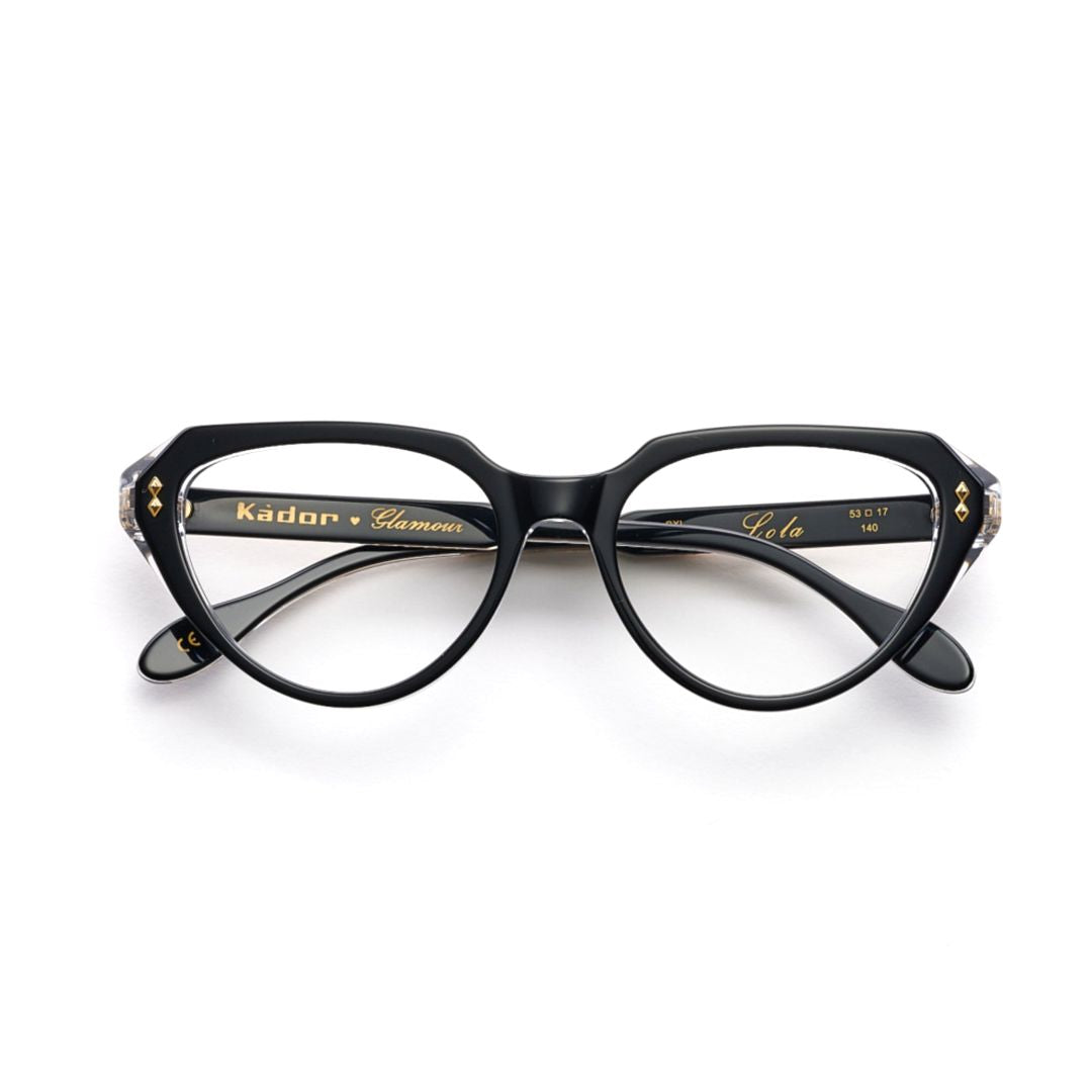 Lola Glamour Cat-Eye Frame Eyeglasses with Textured Gold Accents