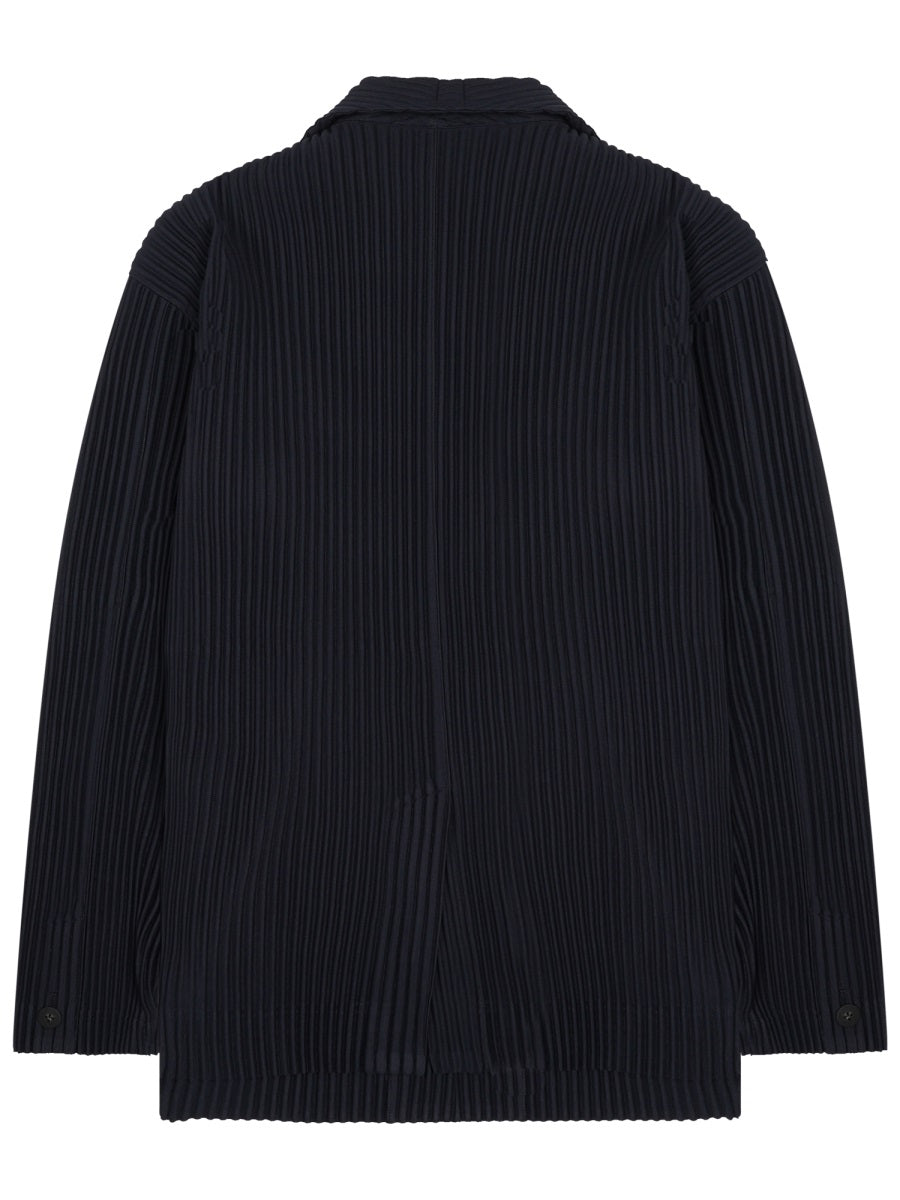 Pleated Textured Jacket With Notched Lapel