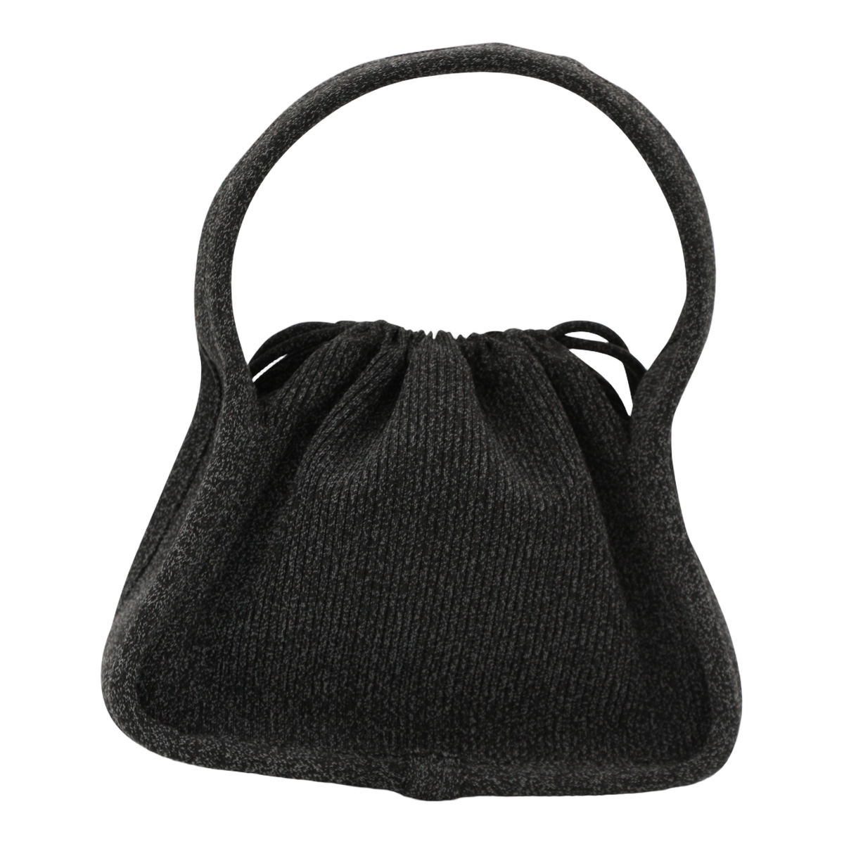 Textured Black Handbag with Rounded Handle