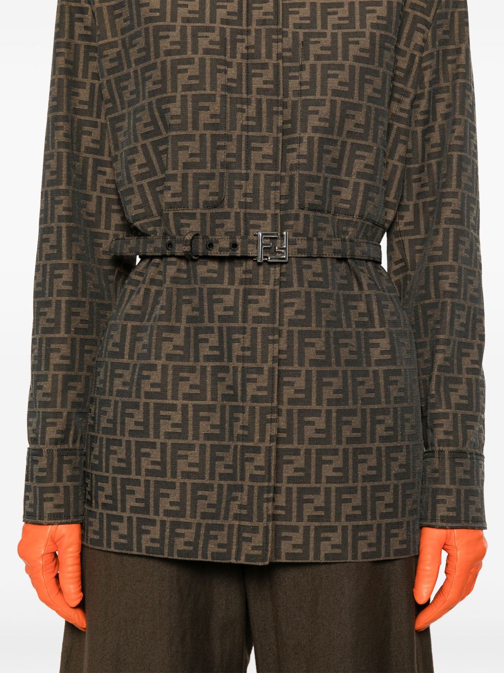 Structured Leather Jacket with Monogram Pattern