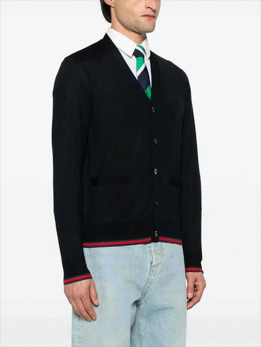 Wool Cardigan with Deep V-Neck