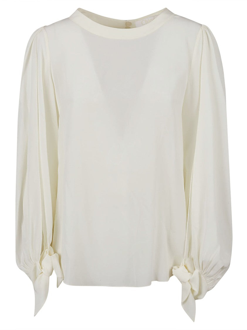 Relaxed-Fit Silk Shirt With Billowy Sleeves