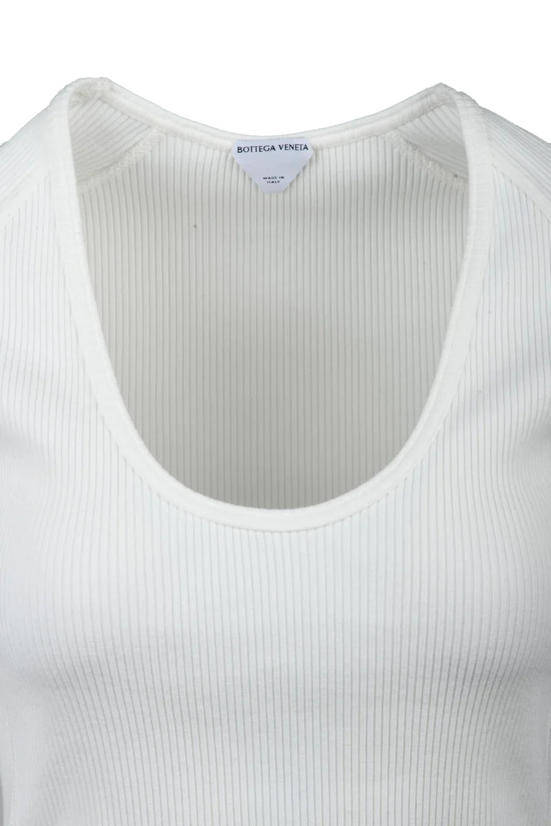 Shaped Rib-Knit Top - White