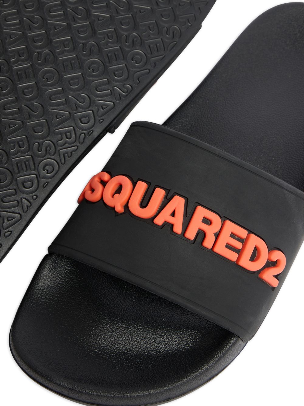 Open Toe Slip-On Sandals With Raised Logo Lettering