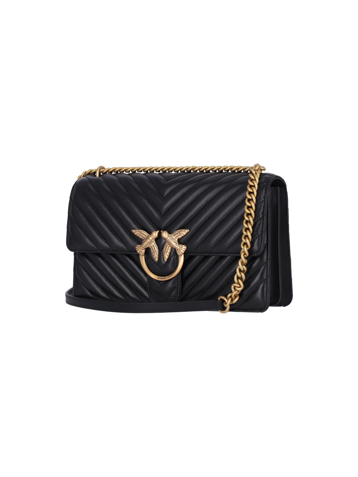 Quilted Nappa Leather Shoulder Bag With Gold-Tone Chain Strap
