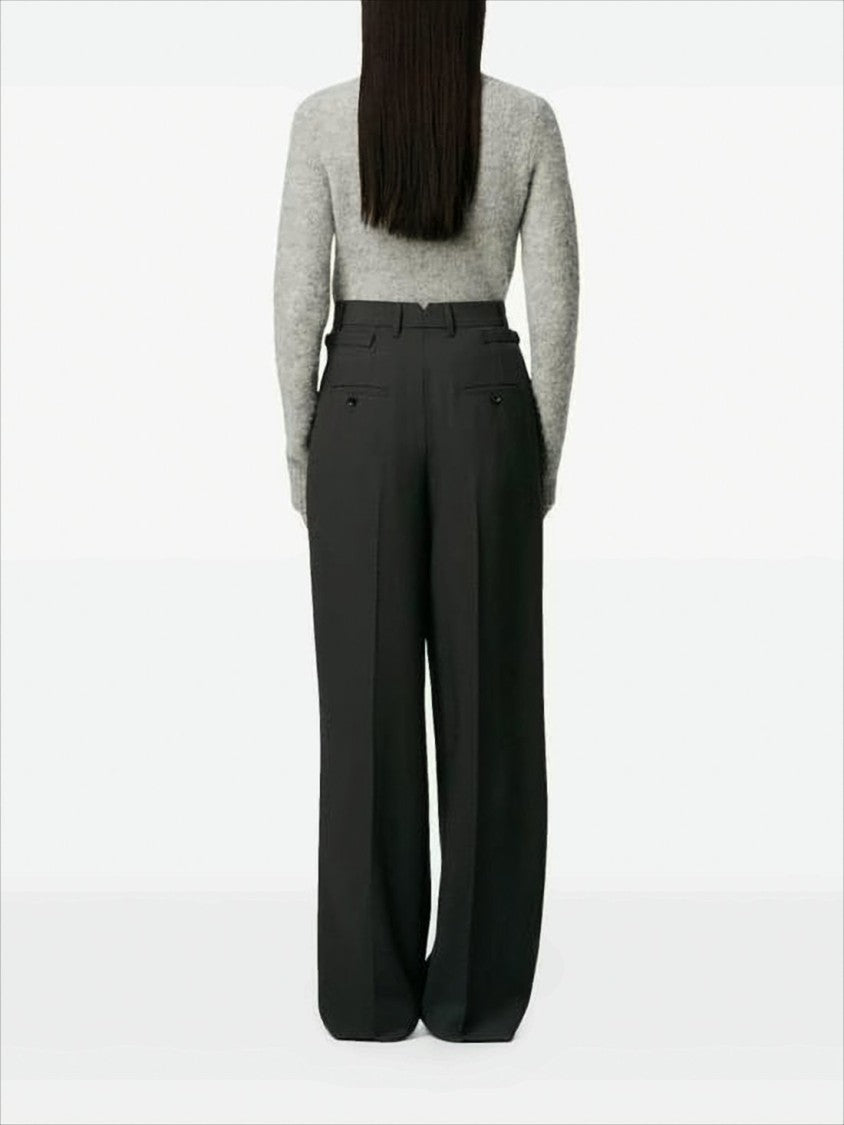 High-Waist Tailored Suit Pants with Wide-Leg Silhouette