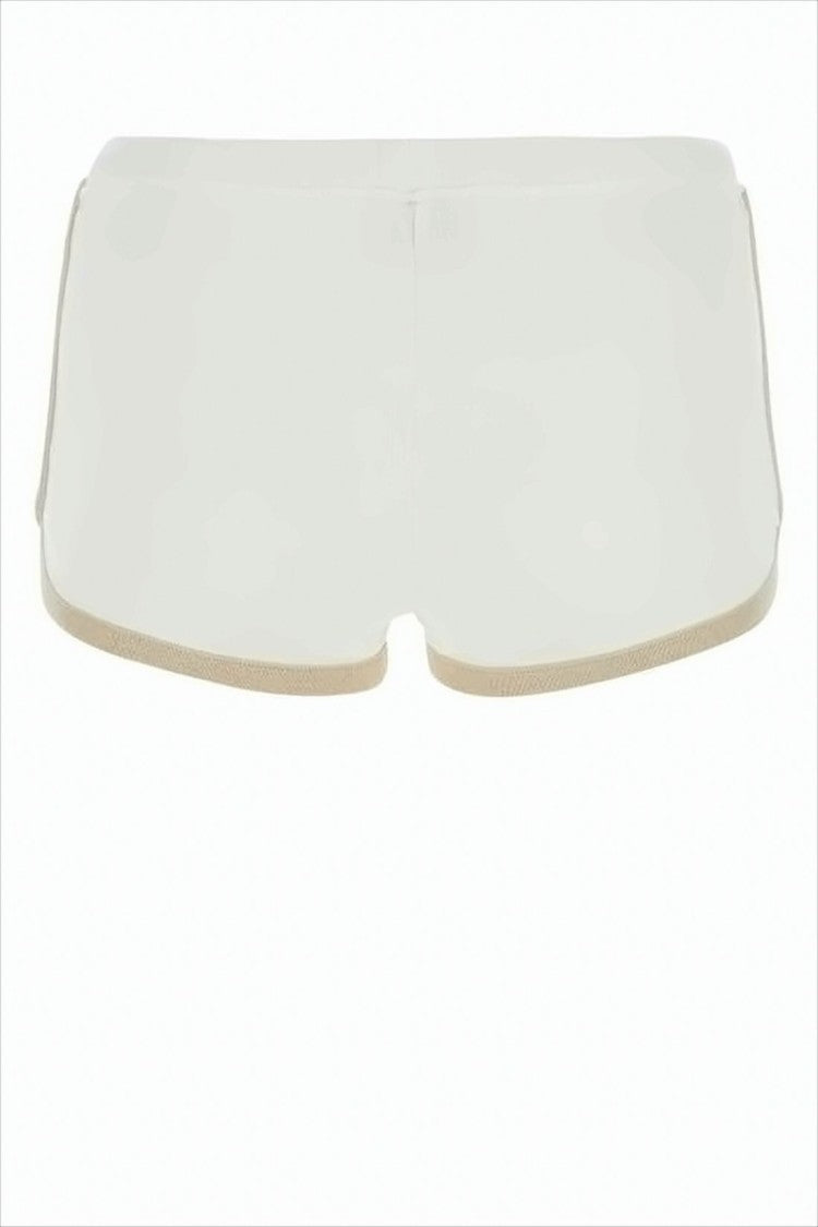 Low-Rise White Shorts with Contrasting Hem Trim