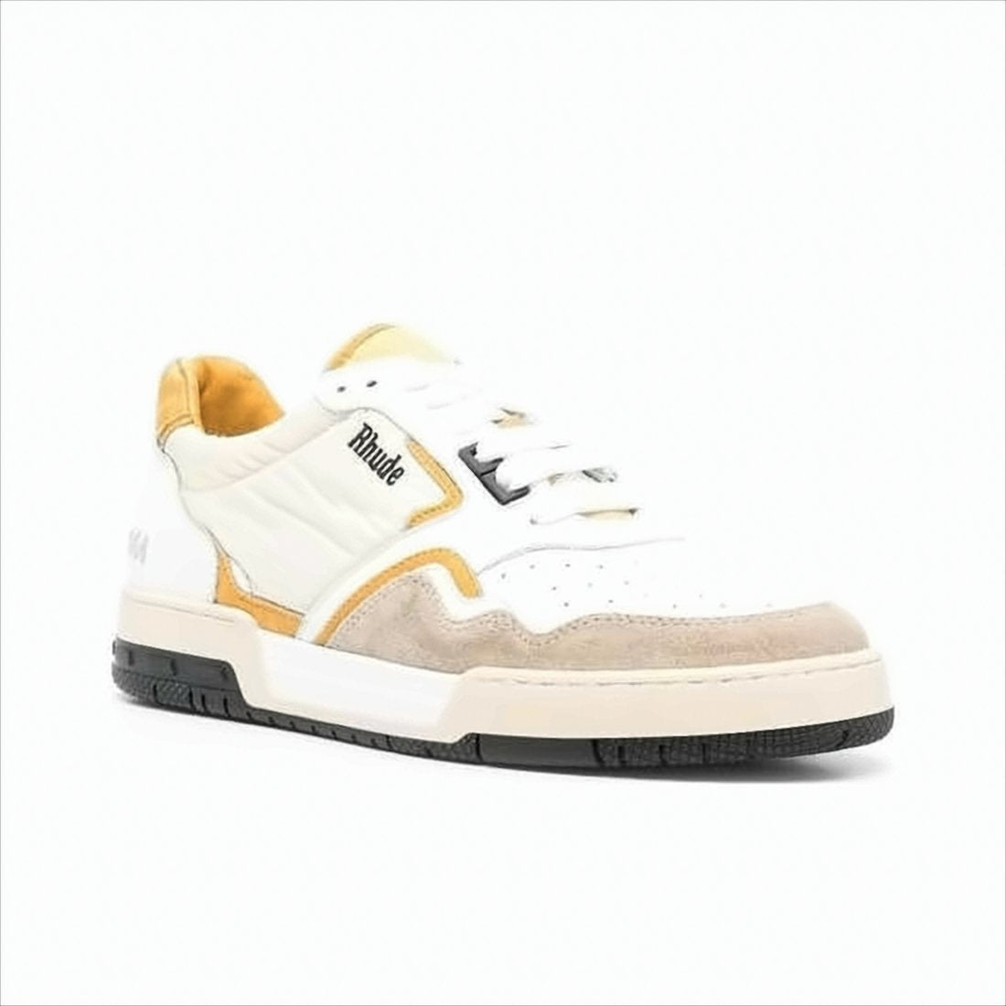 Low-Top Sneakers with Suede and Mustard Accents