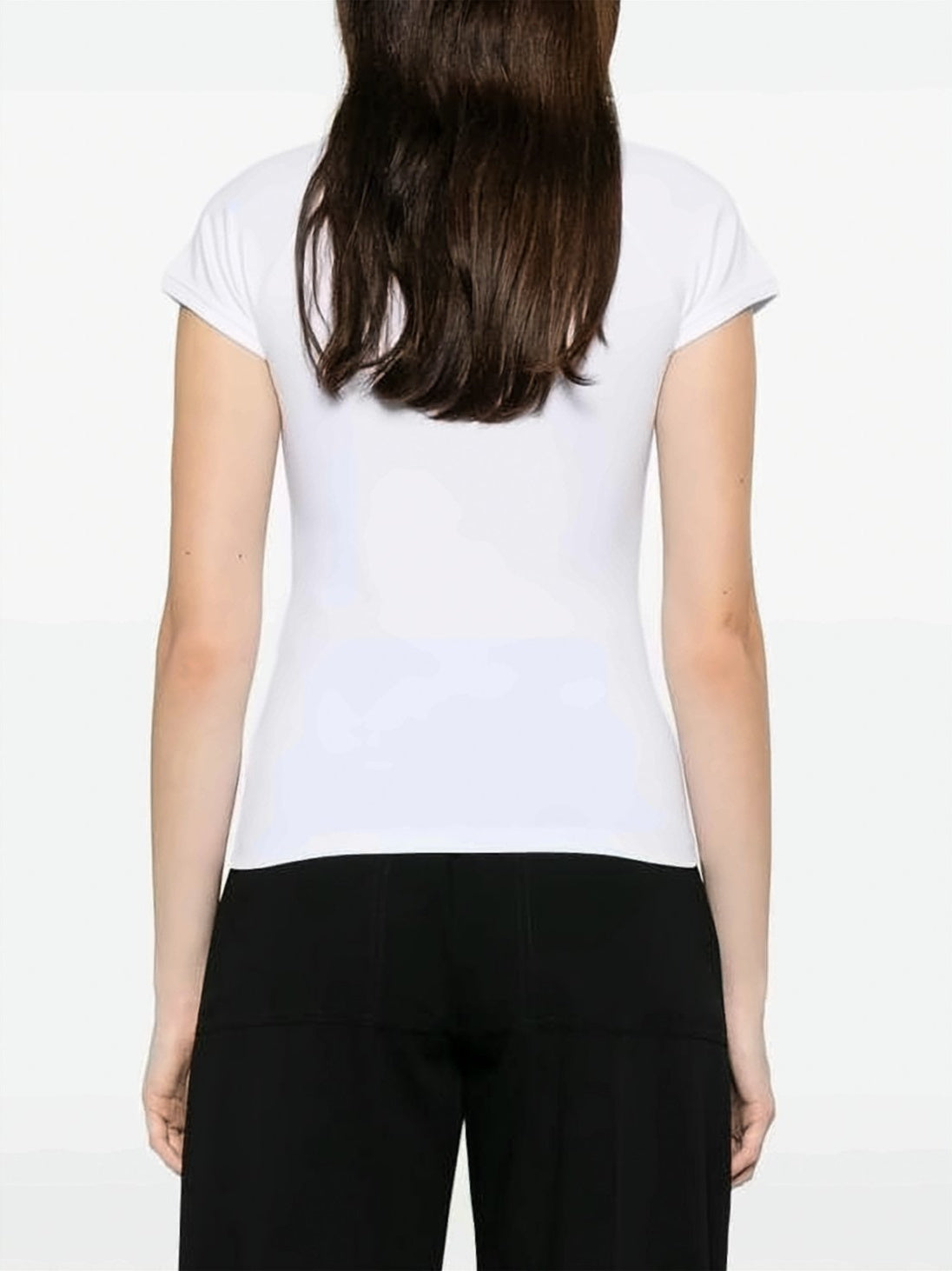Fitted Short-Sleeve Top with Minimalist Emblem