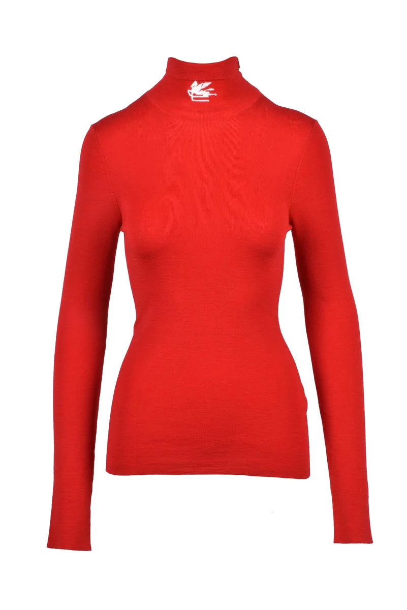 Virgin Wool Turtleneck - Red