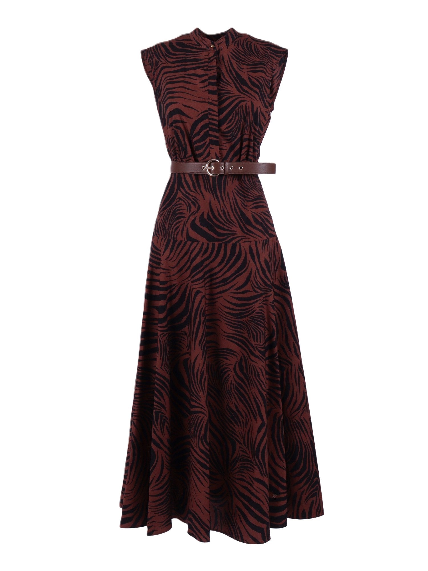 Sleeveless Midi Dress with Flared Skirt