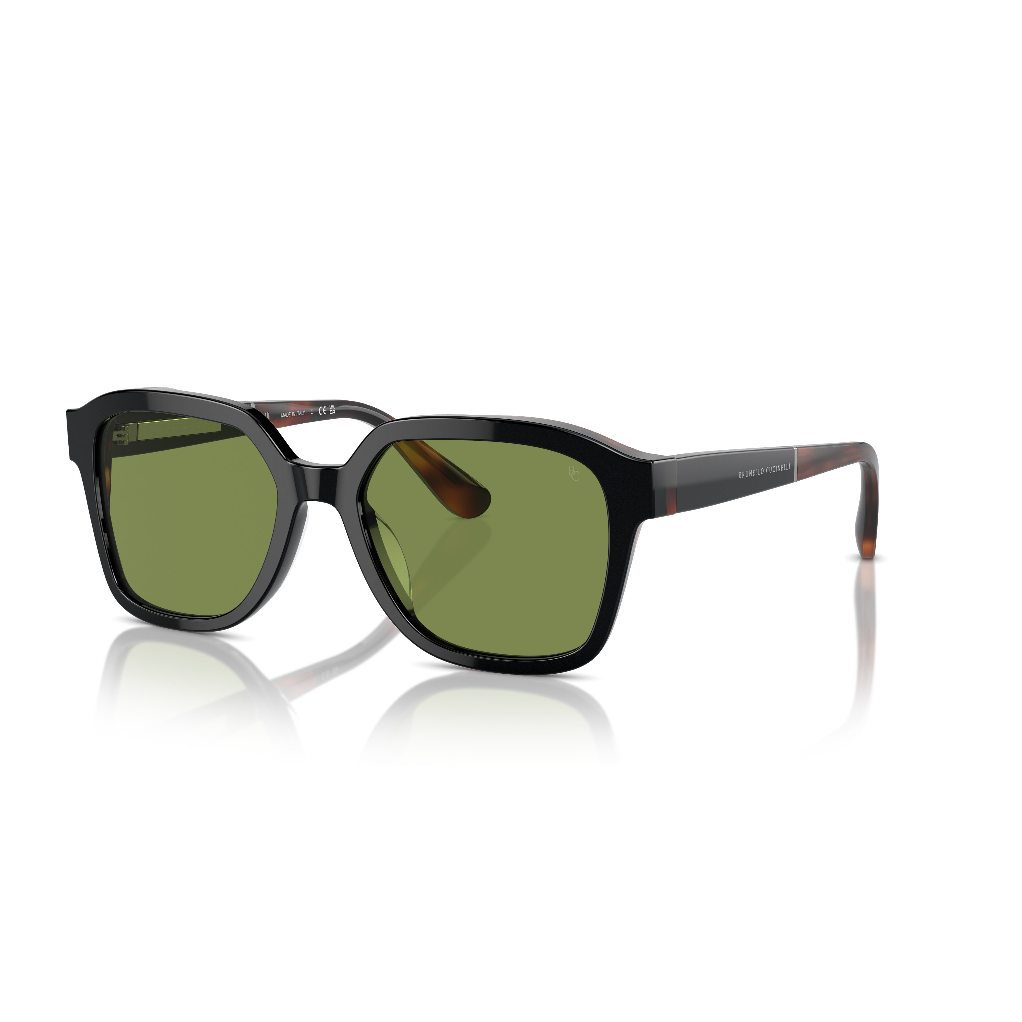 0bc4005s Square-Shaped Acetate Sunglasses with Tortoiseshell Temples