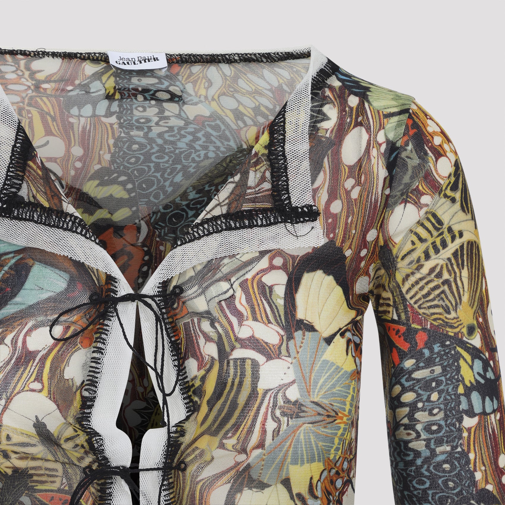 Multicolor Butterfly Pattern Semi-Sheer Sweater