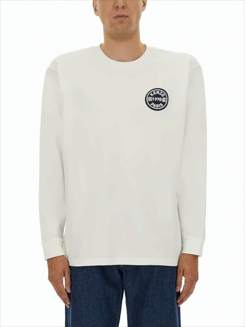 Long-Sleeve Cotton T-Shirt With Graphic Emblem