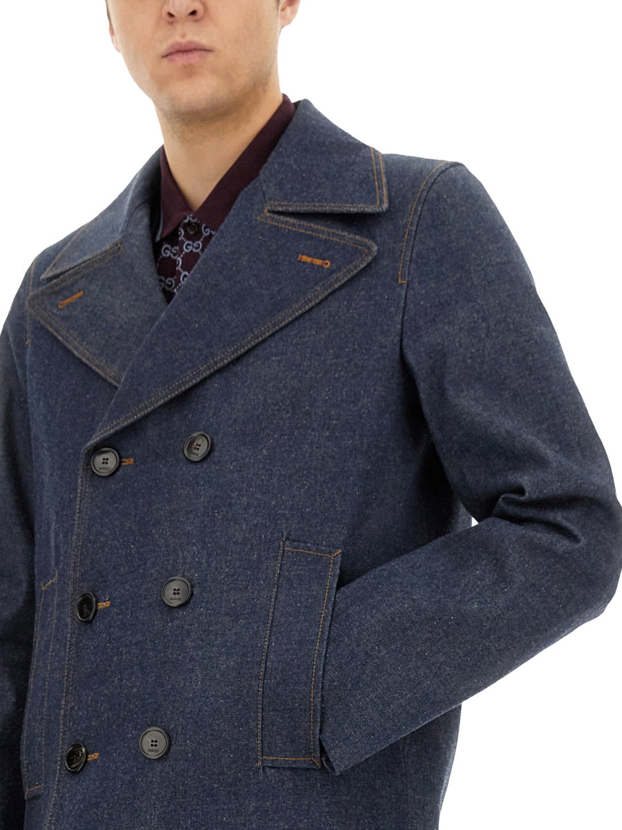 Structured Denim Jacket with Button-up Front