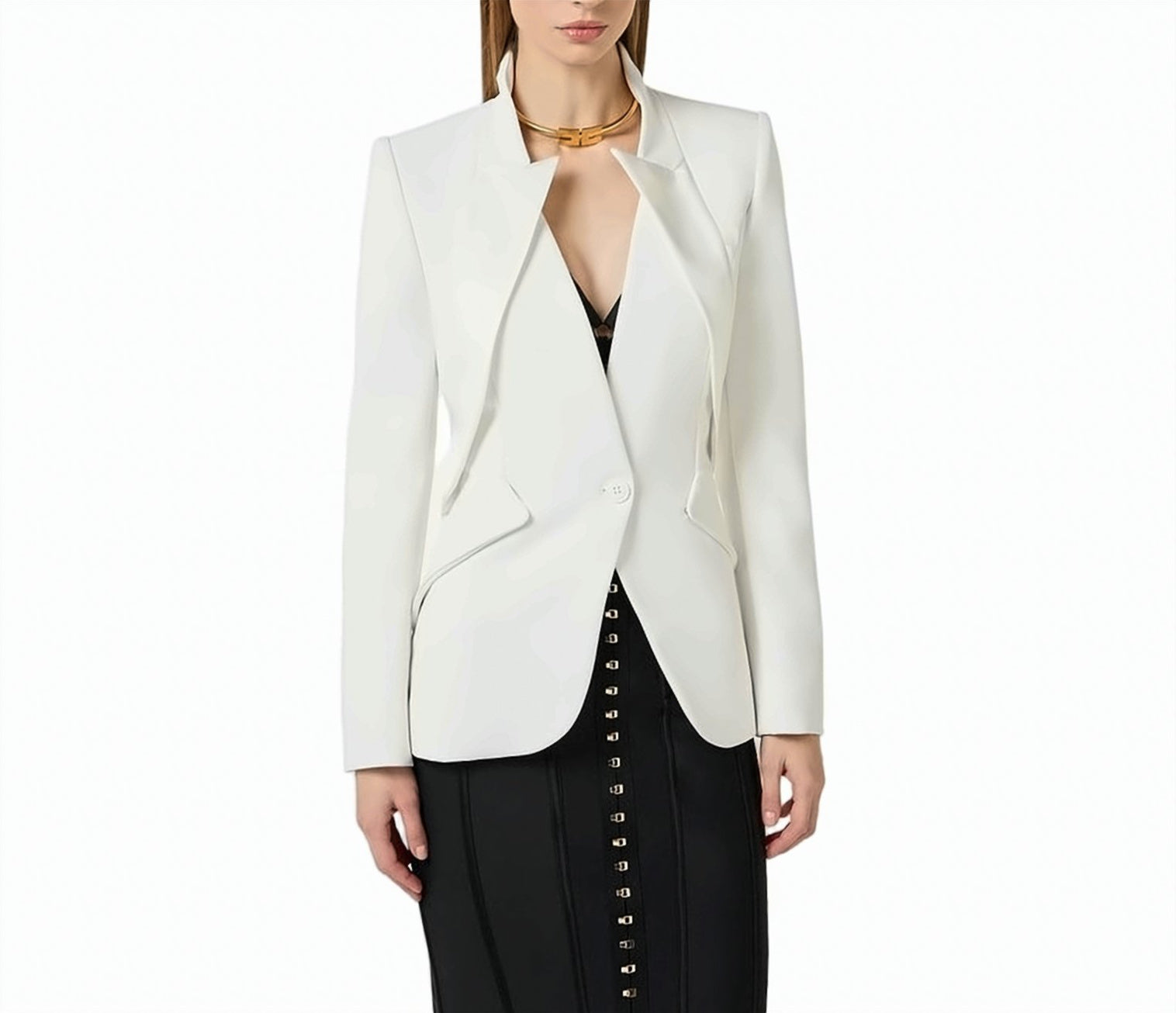 Lightweight Crepe Satin Lapel Blazer