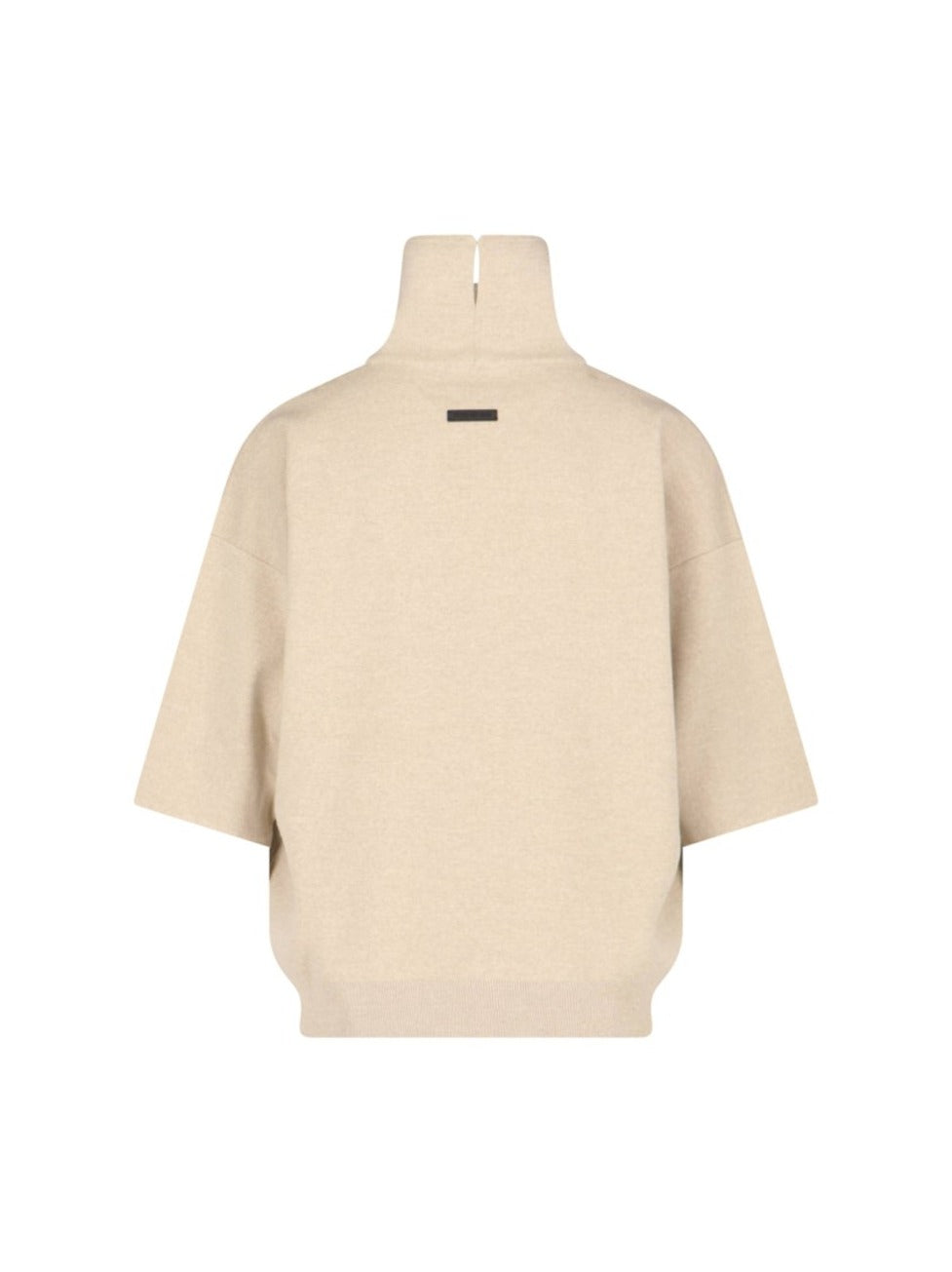 Turtleneck Sweater In Beige Virgin Wool Dropped Shoulders