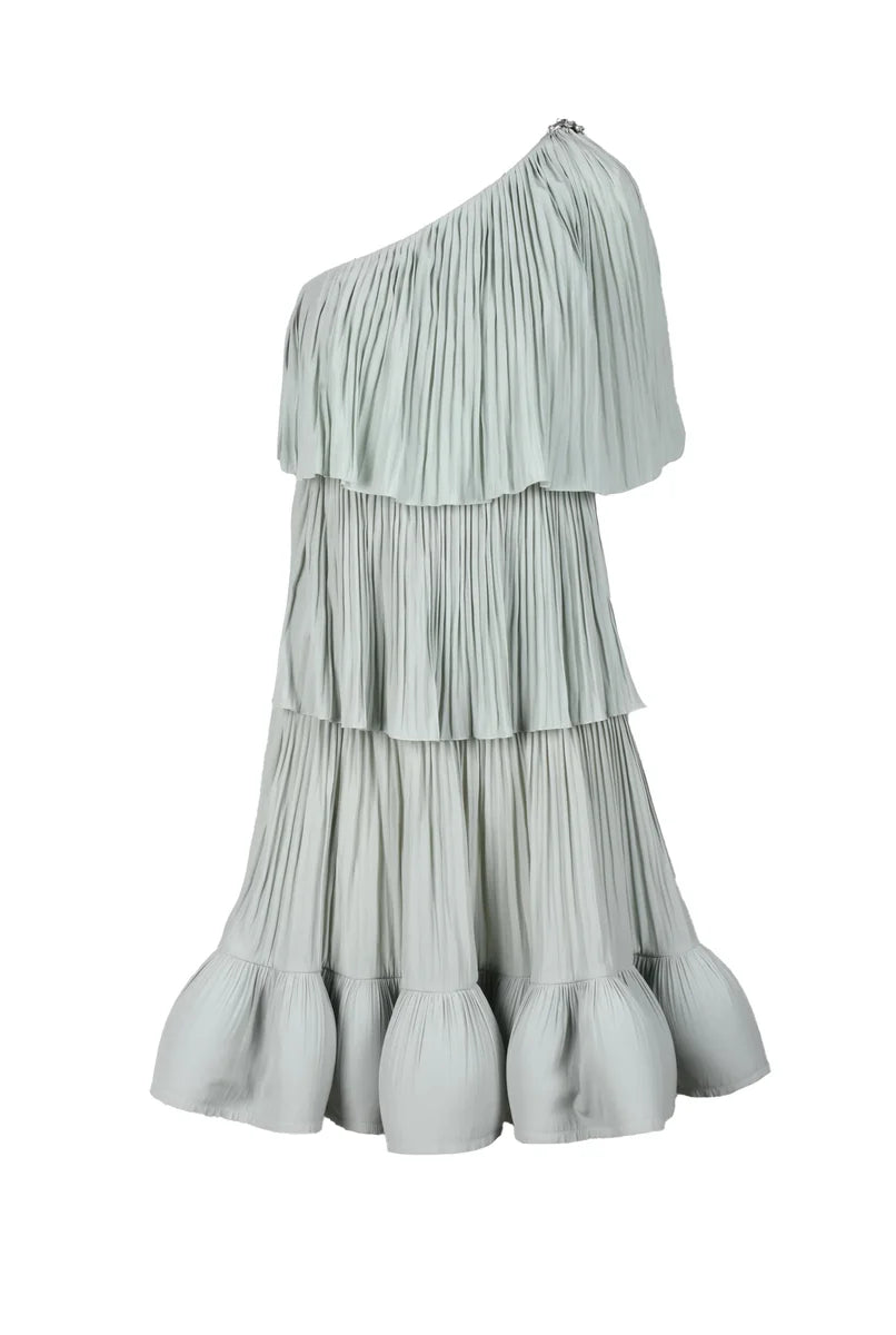 One-Shoulder Midi Dress - Green