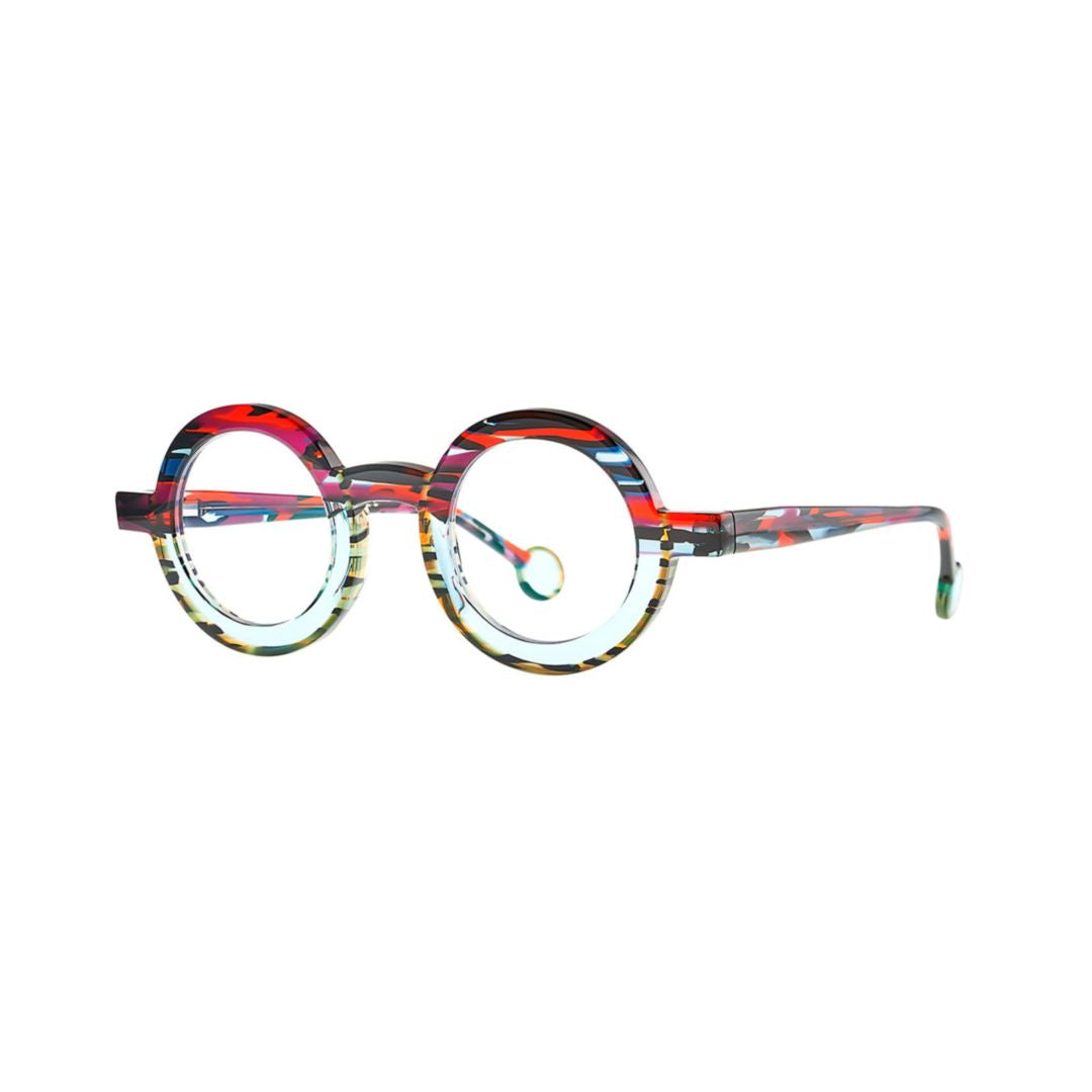 Swaai Stel 007 Blue/Red Ecail+Green/Yellow Ecail+Transparent Round Multicolored Eyeglass Frames
