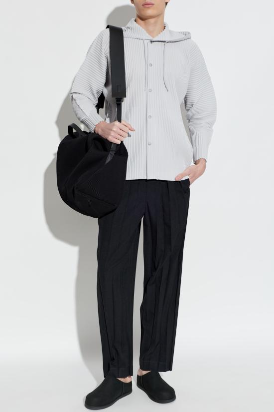 Hooded Top with Unique Pleated Texture