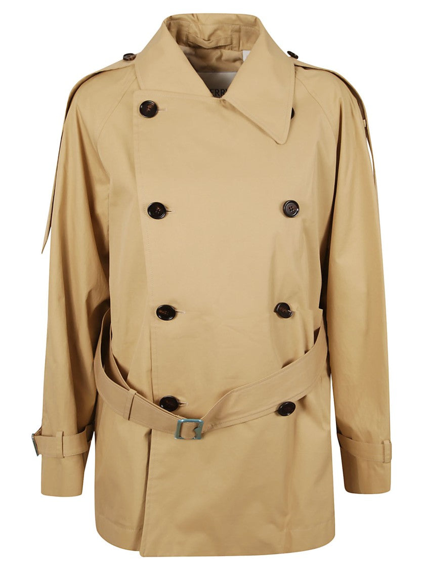 Double-Breasted Trench Coat With Belted Waist