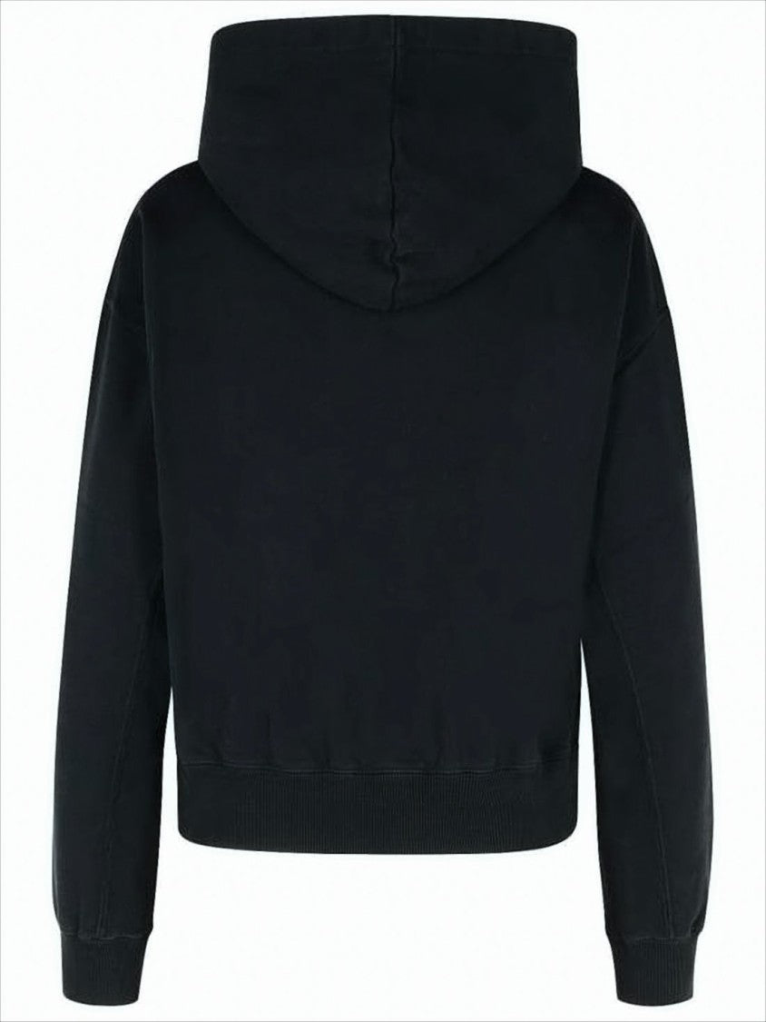 Cropped Hooded Sweatshirt in Soft Cotton Fabric