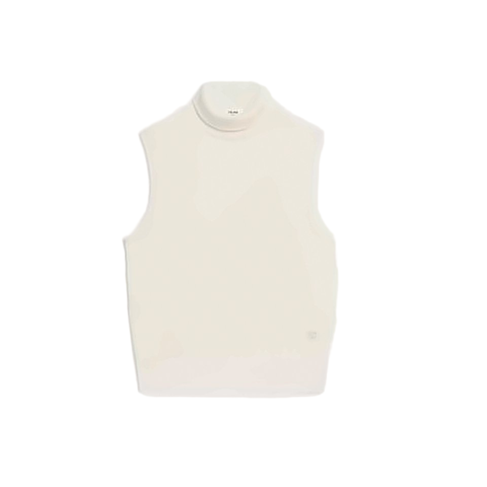 Minimalist Sleeveless Wool Blend Turtleneck Top