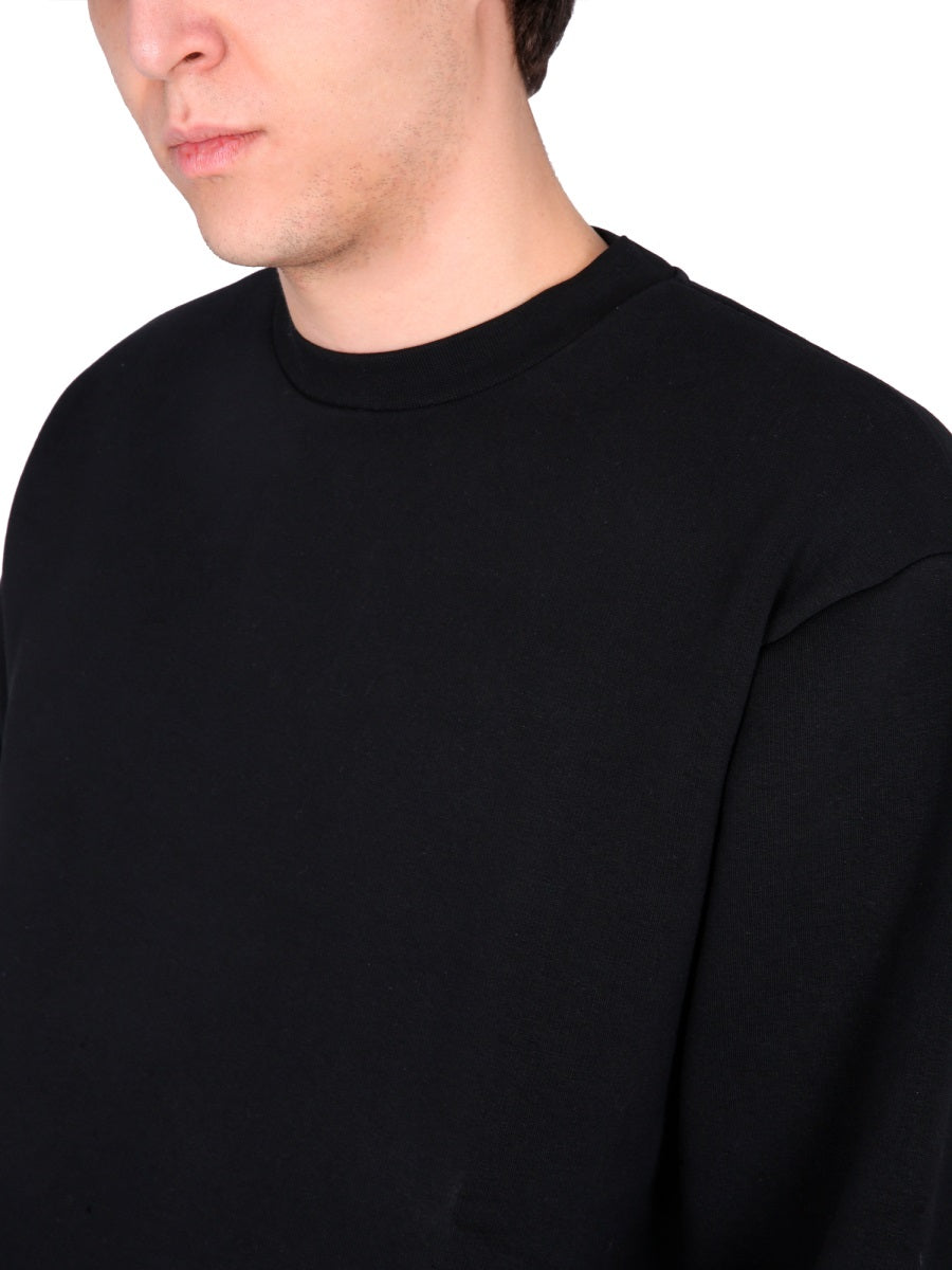 Regular Fit Black Cotton Sweatshirt With Minimalist Design